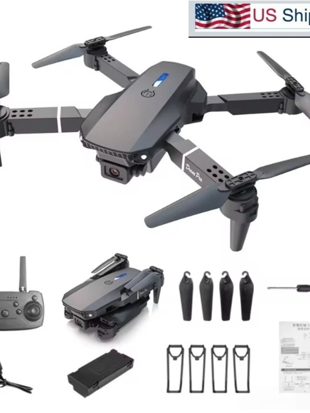 E88 Pro Wi-Fi FPV Drone Wide Angle HD 4K 1080p Camera Altitude Holding RC Foldab